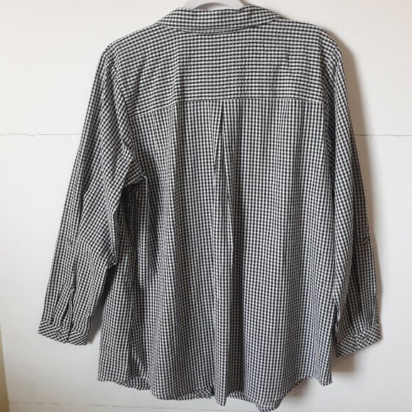 NWT Quacker Factory Gingham Colorful Embellished Button Up Tunic Top L Boho - Picture 7 of 10